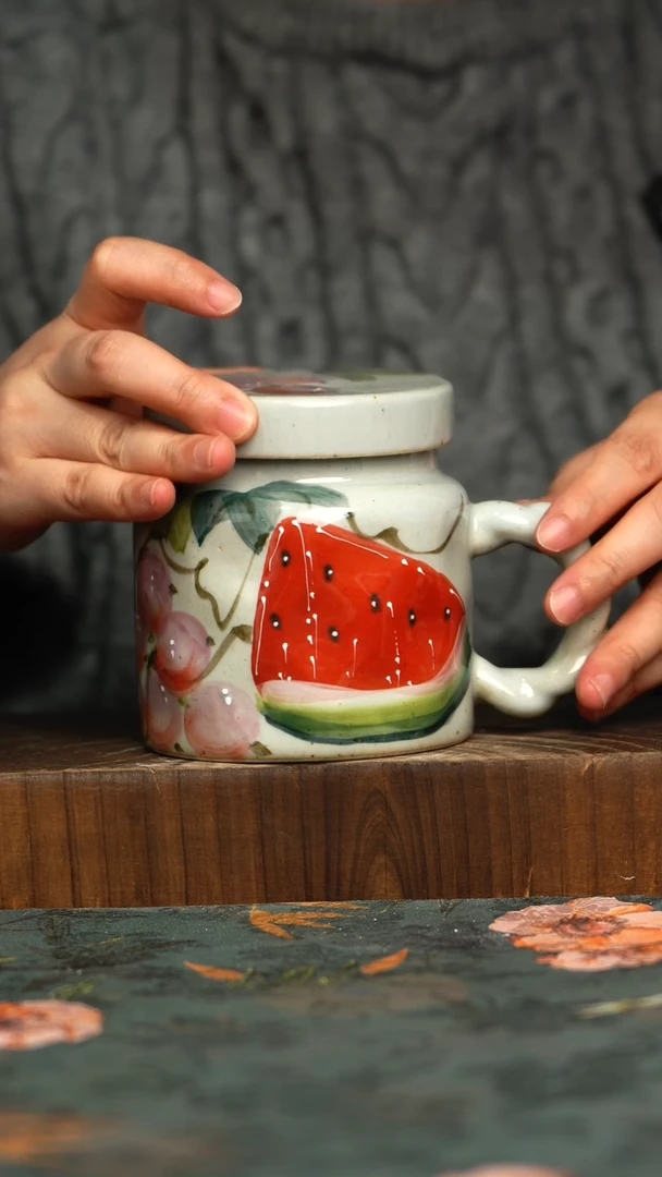 杯釉下彩手工手绘同款陶器