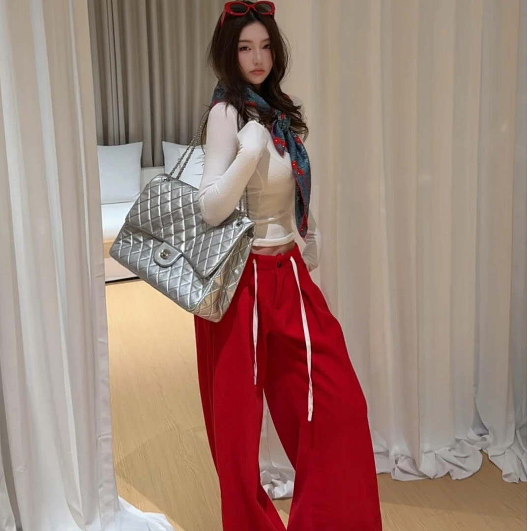 性感辣妹长袖修身外穿上衣洋气休闲百搭气质显瘦宽松长裤时尚套装