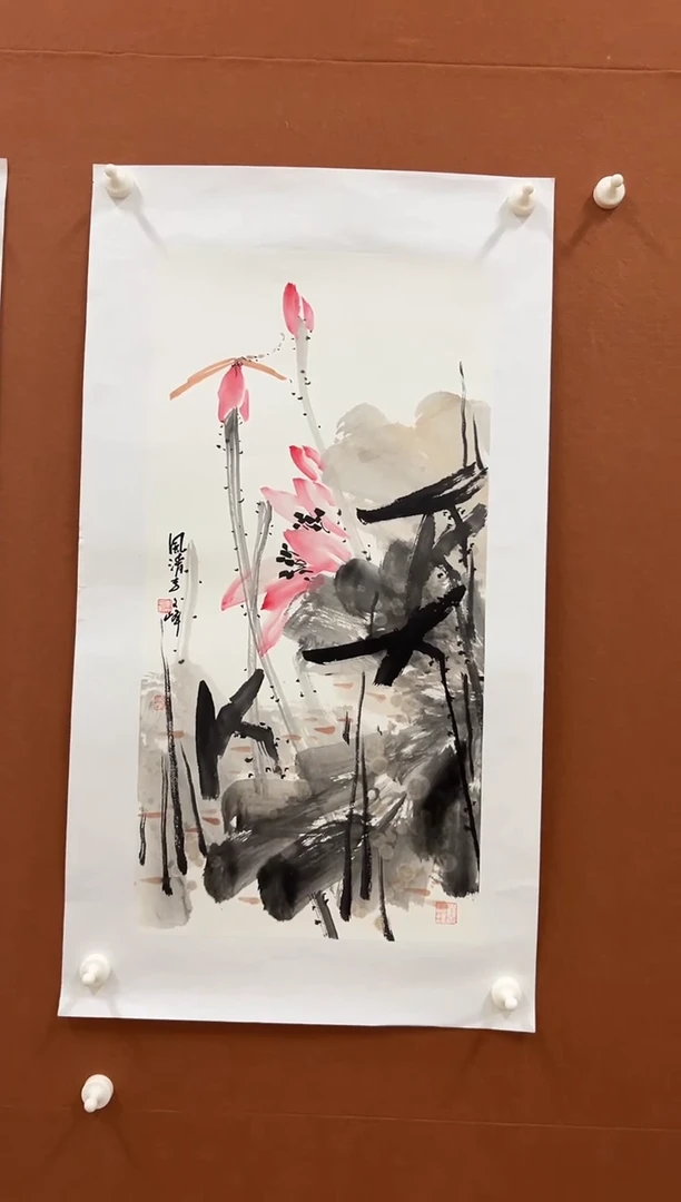 国画李文峰精品四尺四开泼彩荷花(托底)