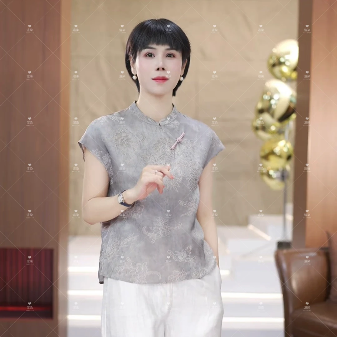 【渲渲推荐】DF-02098夏季时尚国风花纹衬衣
