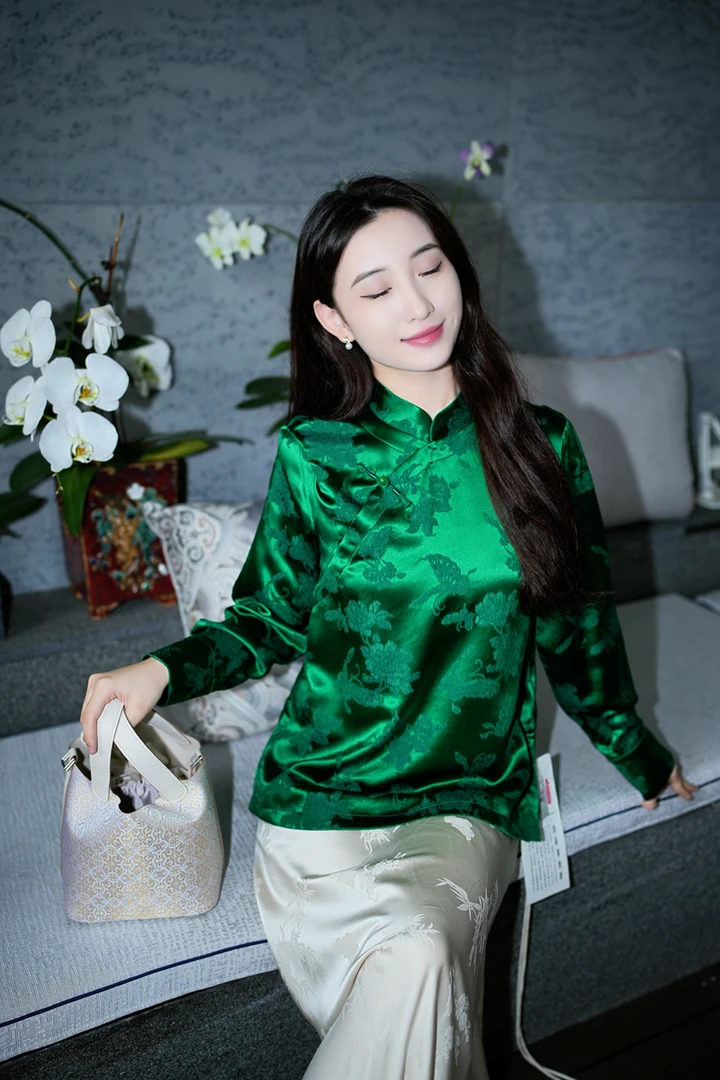 蓝大【阆苑】桑蚕丝立领上衣7457