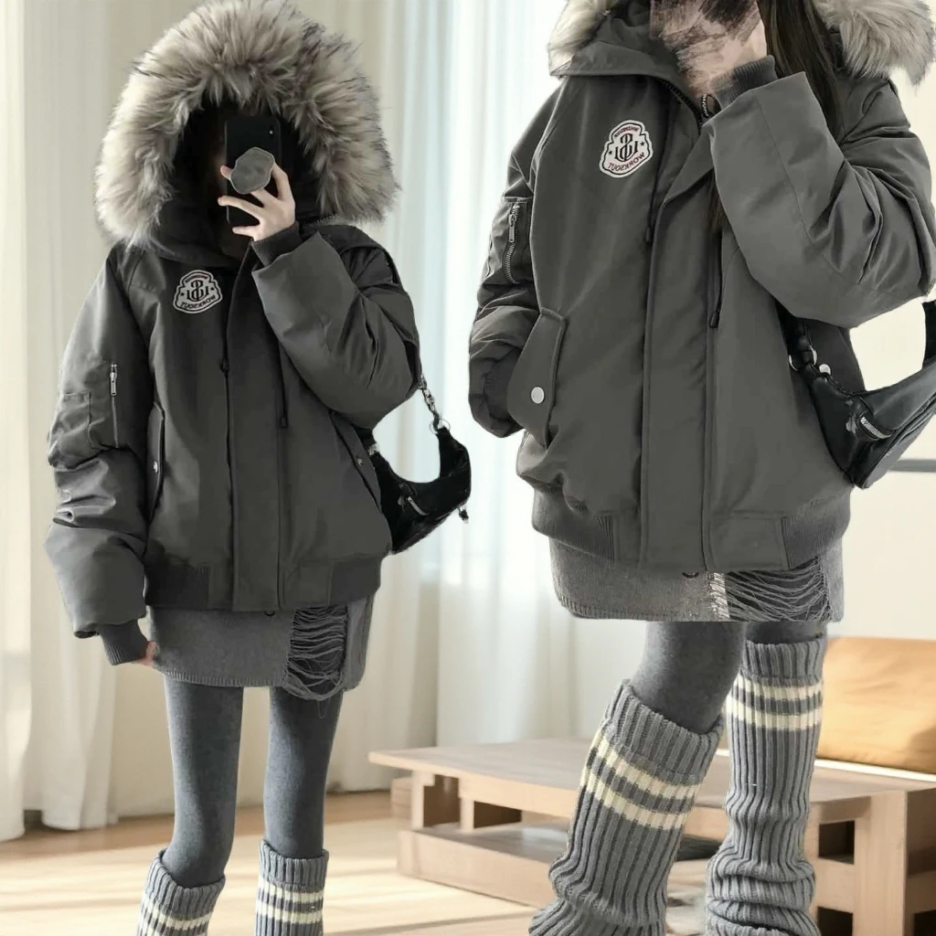 宽松保暖长款棉衣棉服毛领棉袄冬装外出新款外套冬季加厚中长款