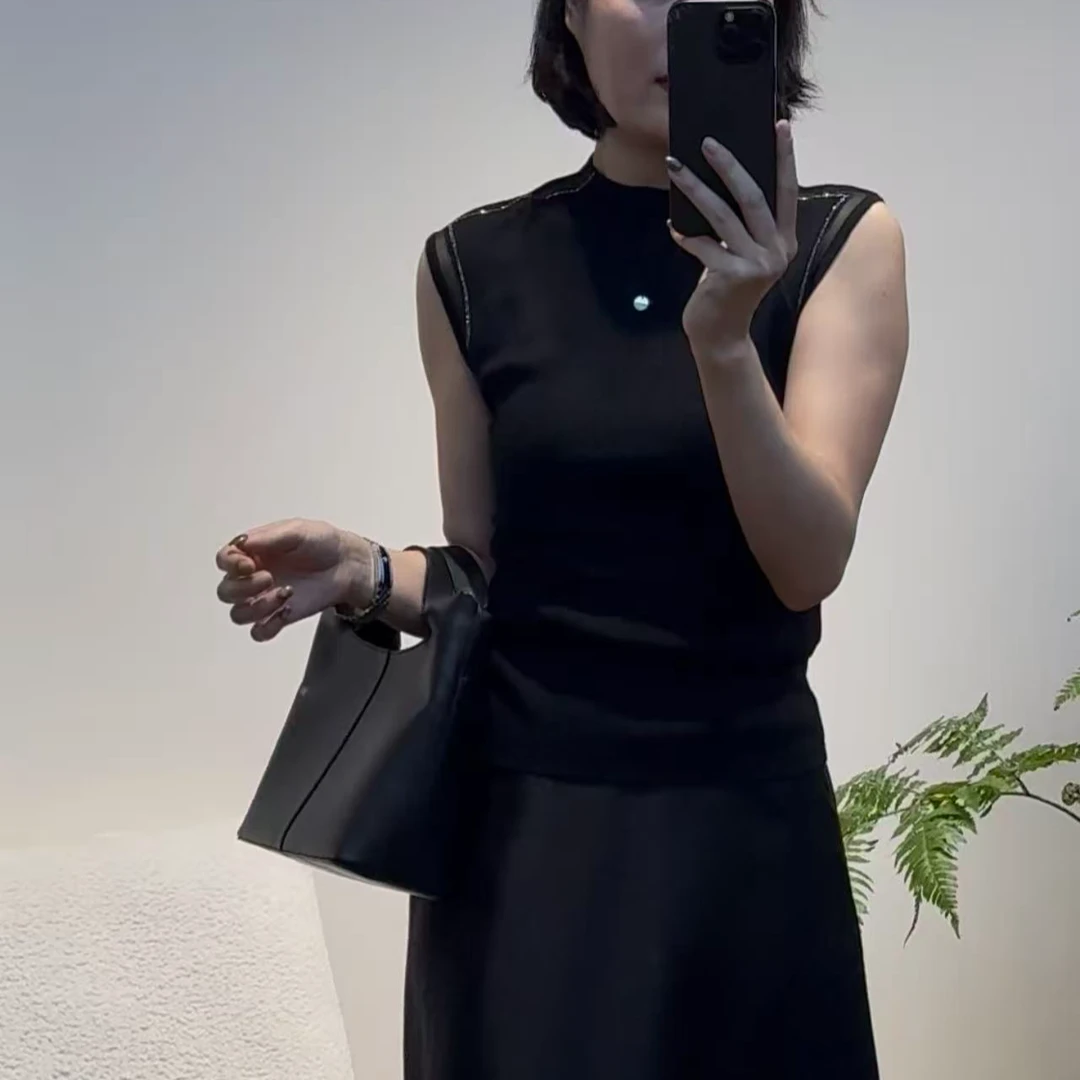 TANTAN 显瘦气质百搭时尚无袖针织上衣2697