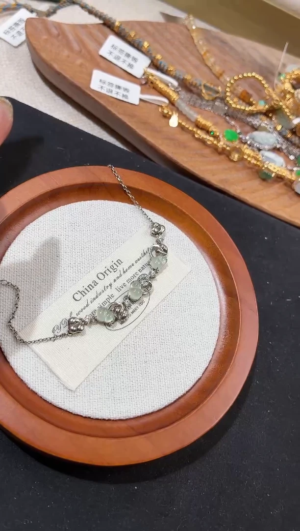 吊坠(不含链)银S925镶嵌翡翠手链