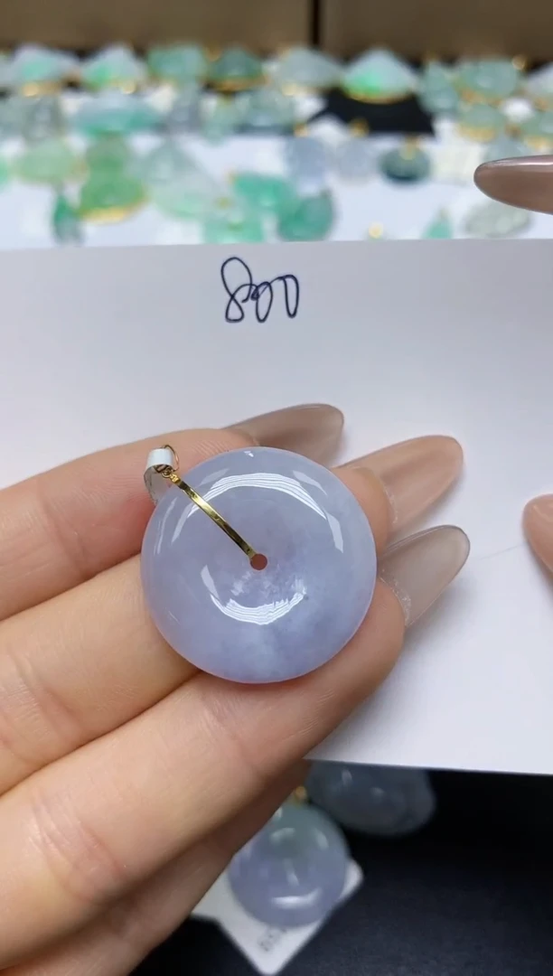 翡翠18K金镶嵌颈饰 天然翡翠A货