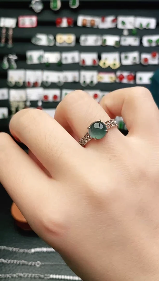 翡翠戒指银S925镶嵌戒指