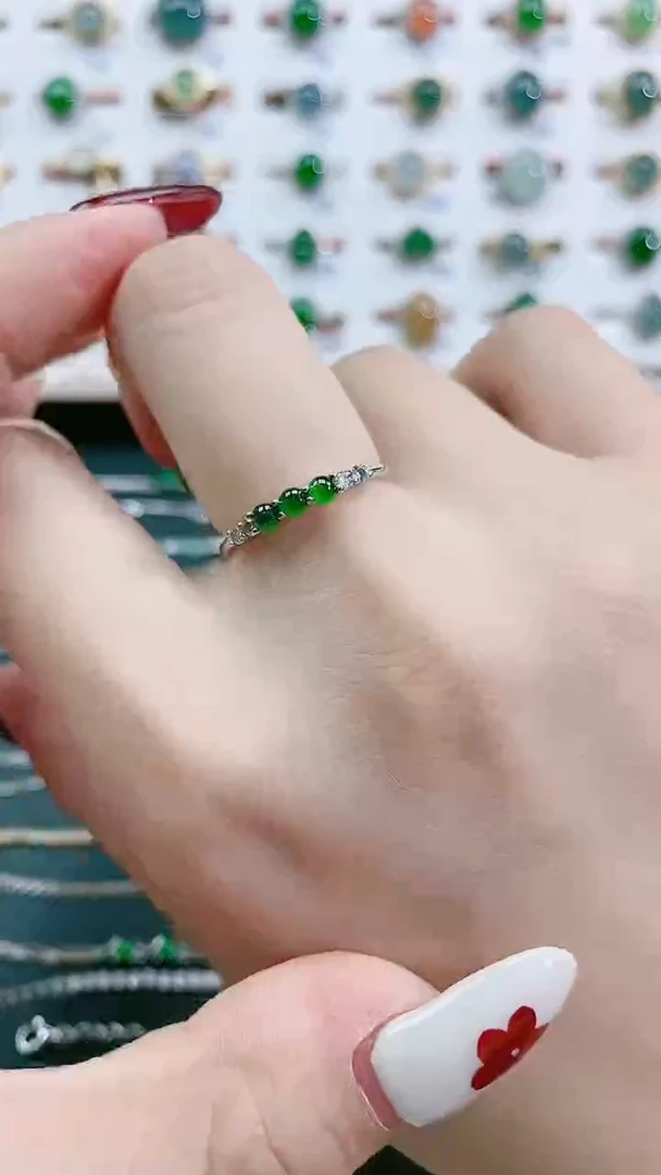 银S925镶嵌戒指翡翠天然翡翠