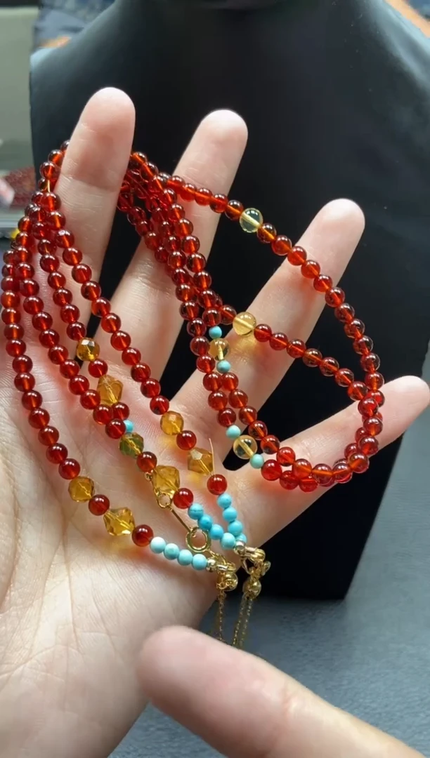 琥珀颈饰未镶嵌天然琥珀44多样性发一