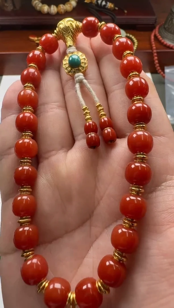 【闪购商品】南红玛瑙手串手串18K金镶嵌手串手串