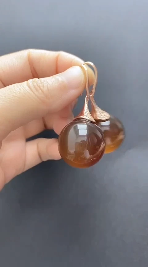 【闪购商品】琥珀裸石银S925镶嵌琥珀耳坠