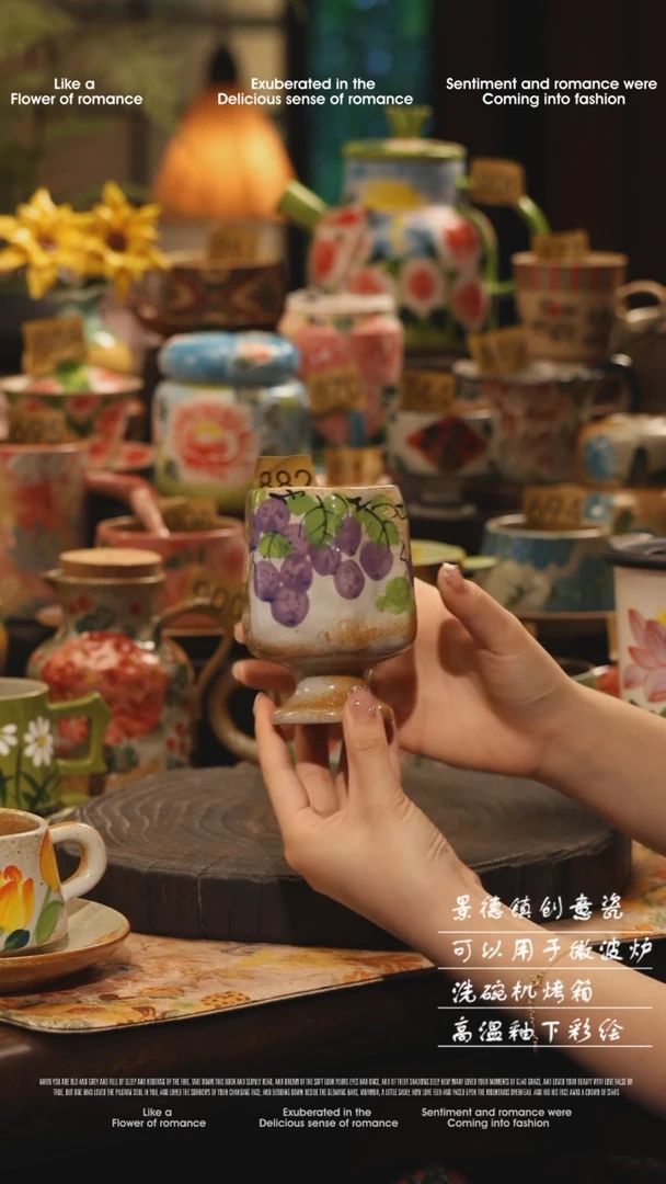 陶瓷景德镇高温釉下彩绘设计师款式