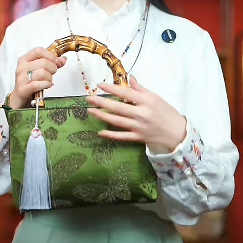 绿蝴蝶竹节包包手提
