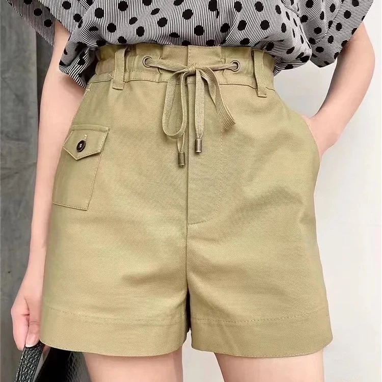 【商场同款】夏季新款时尚高腰显瘦休闲百搭直筒纯色短裤女5100325