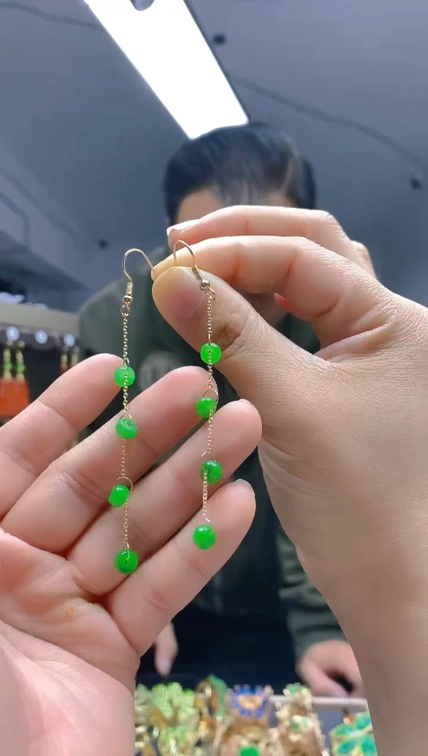 【闪购商品】翡翠耳饰合金89翡翠耳钩