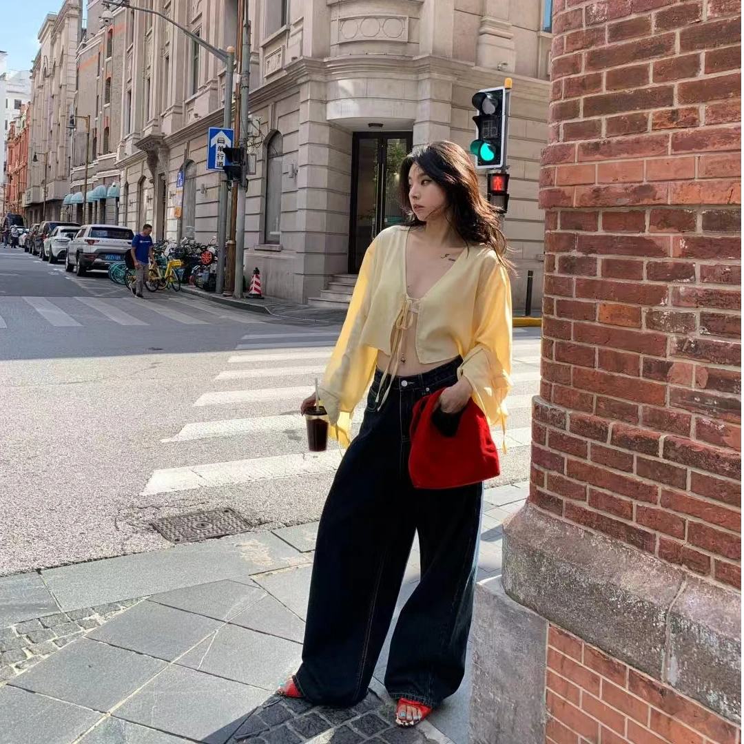 法式小众时尚系带休闲衬衫女春夏2025新款薄款开衫长袖上衣设计感