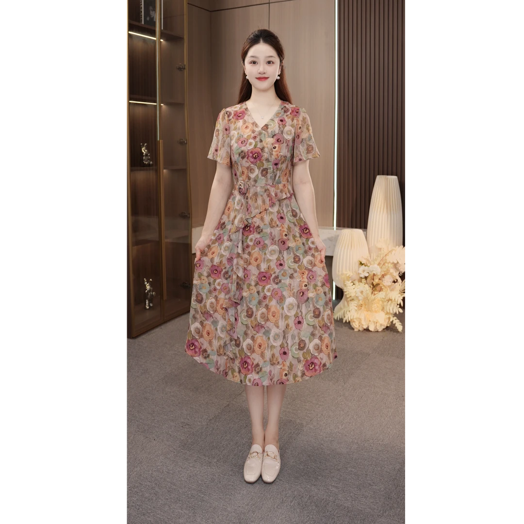 XH010【星禾女装】法式设计感时尚优雅气质显瘦连衣裙女士洋气减龄