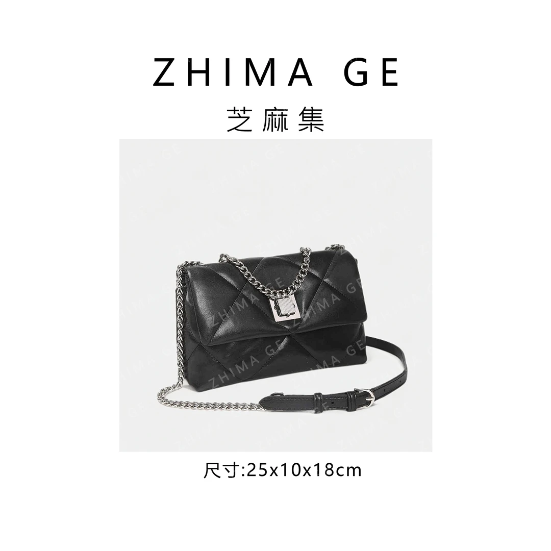 【芝麻集】BF-66080-黑色RAIN.CUN时尚休闲百搭腋下斜跨轻奢女包