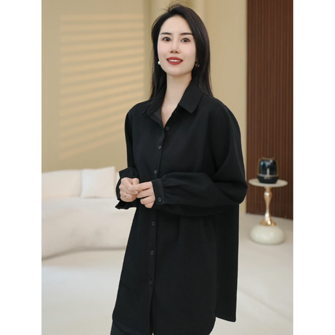 北桔2025春秋新款纯色垂感显瘦简约时尚百搭休闲气质衬衫1367