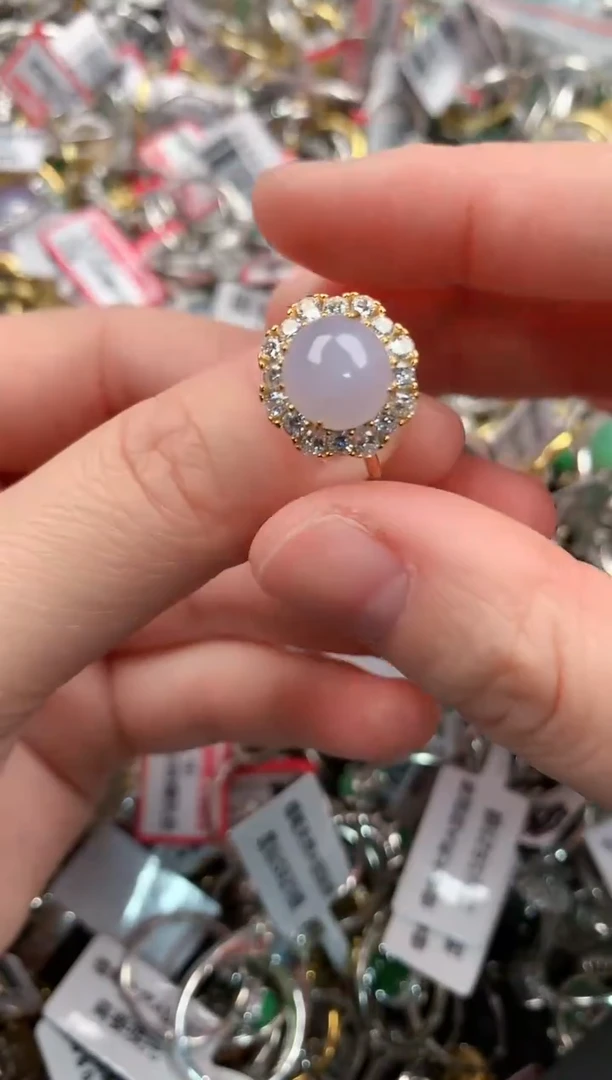 银S925镶嵌戒指翡翠666   10