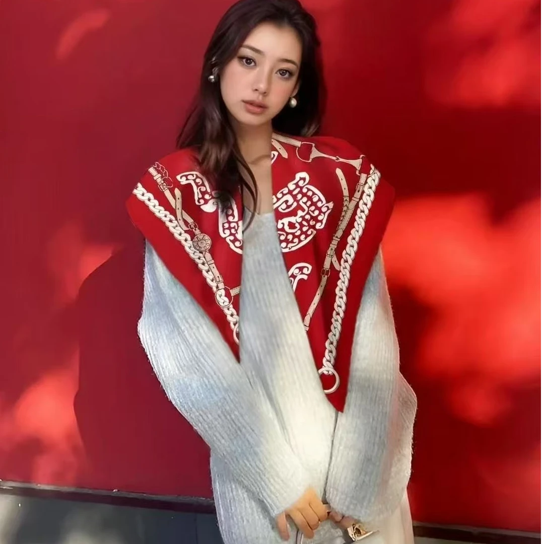 Wensli/万事利新品气质真丝双面印花桑蚕丝大方巾-环舞福盈