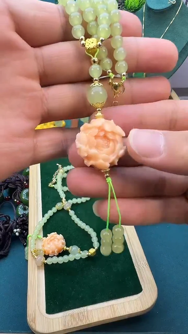 和田玉14K金镶嵌颈饰QL31