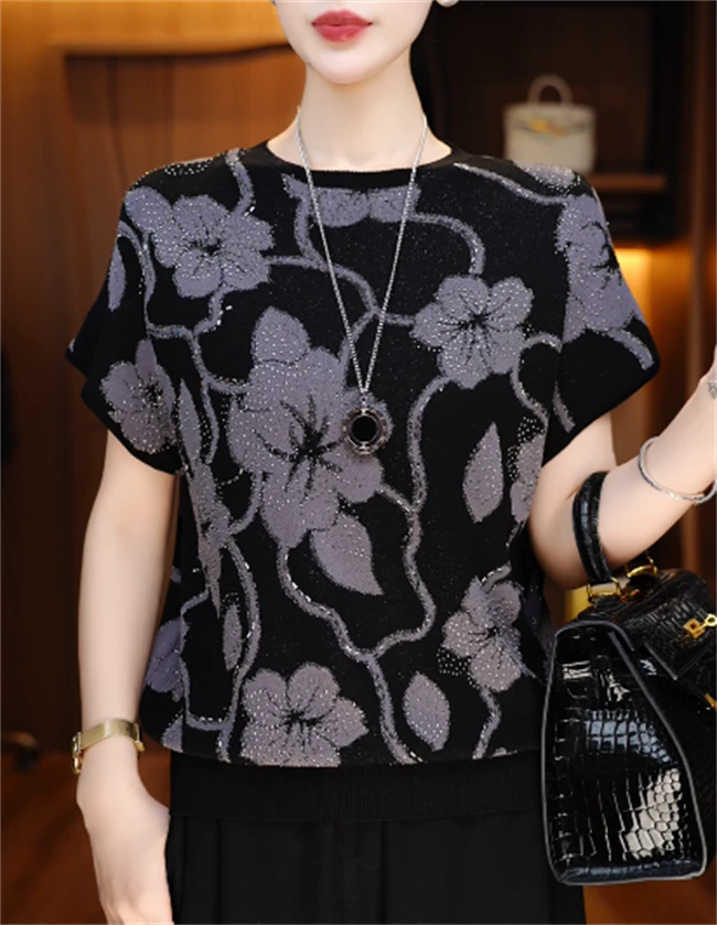 新款夏季琉璃冰感丝短袖上衣女舒适透气上衣V25Q911