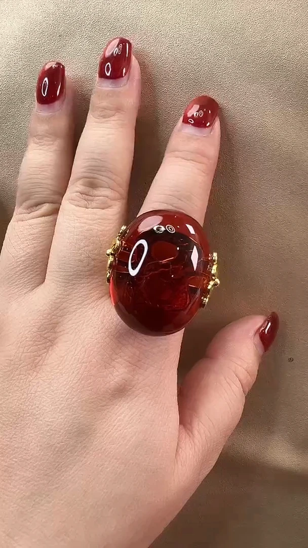 琥珀未镶嵌戒指戒指