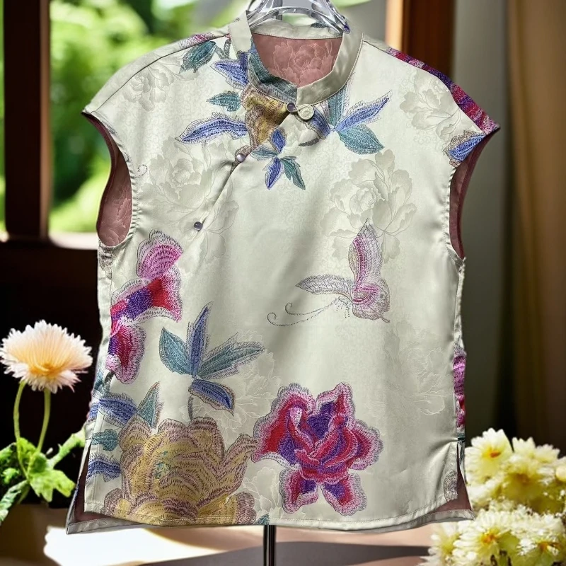 【蓝海】新中式国风时尚减龄款女士夏季洋气宽松时尚小衫短袖上衣