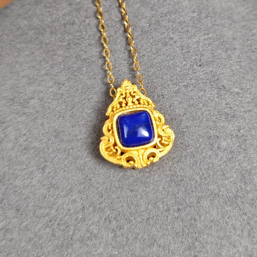 S925银镶嵌青金石精致小葫芦吊坠/HG-QJSDZ-3（多样性发货）