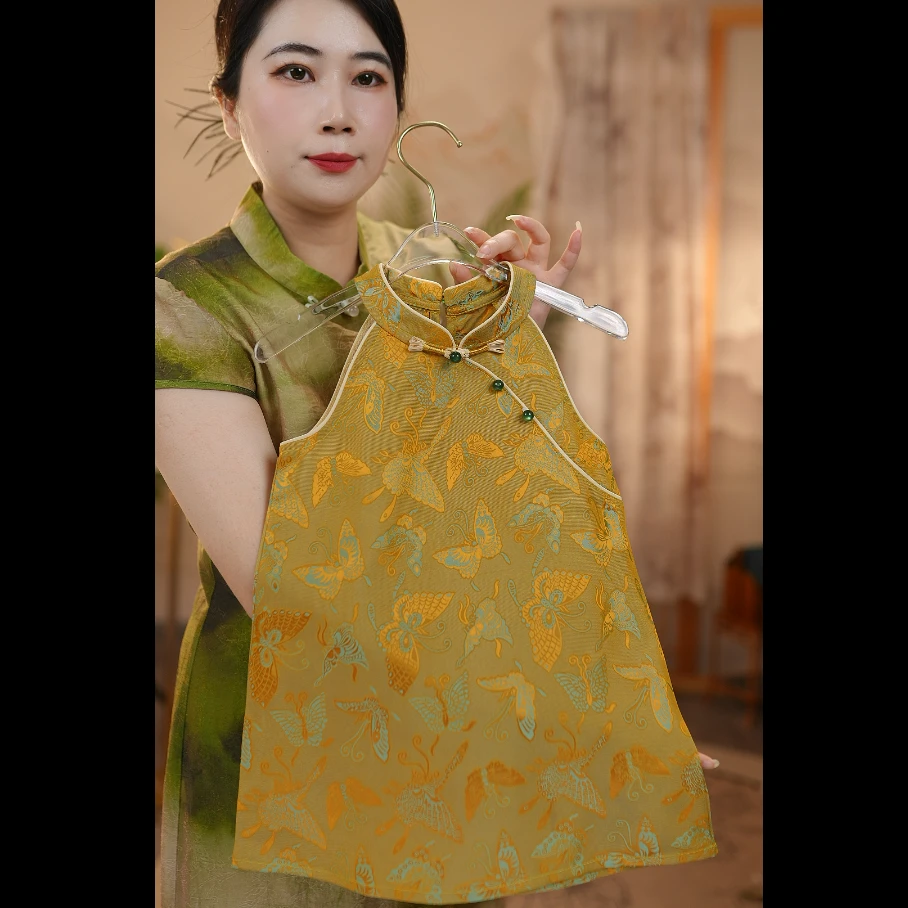 【鎏金蝶舞】人丝异色螺#女童夏季短袖儿童中国风古风中式旗袍裙