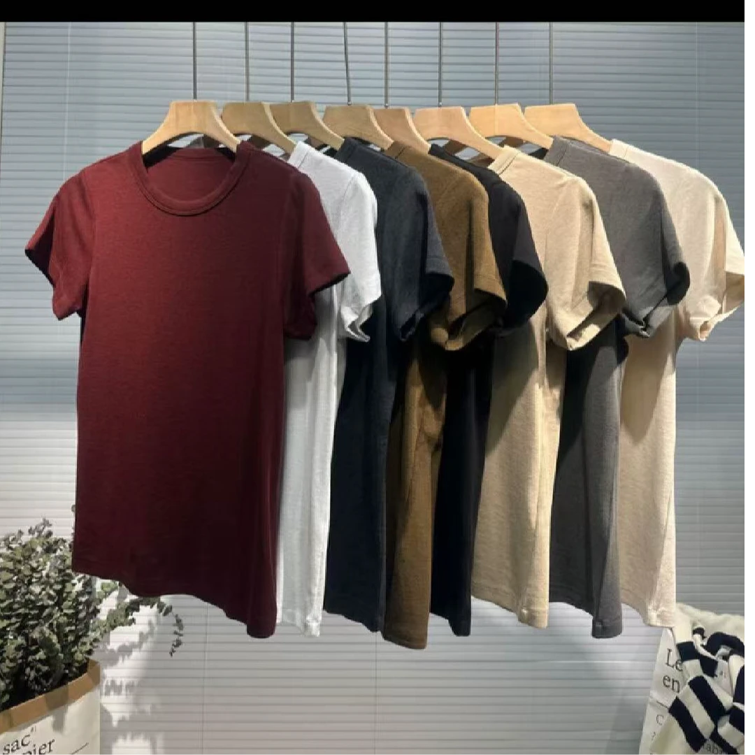 2025新款短袖柔软亲肤百搭半袖纯色圆领时尚简约舒适休闲春夏