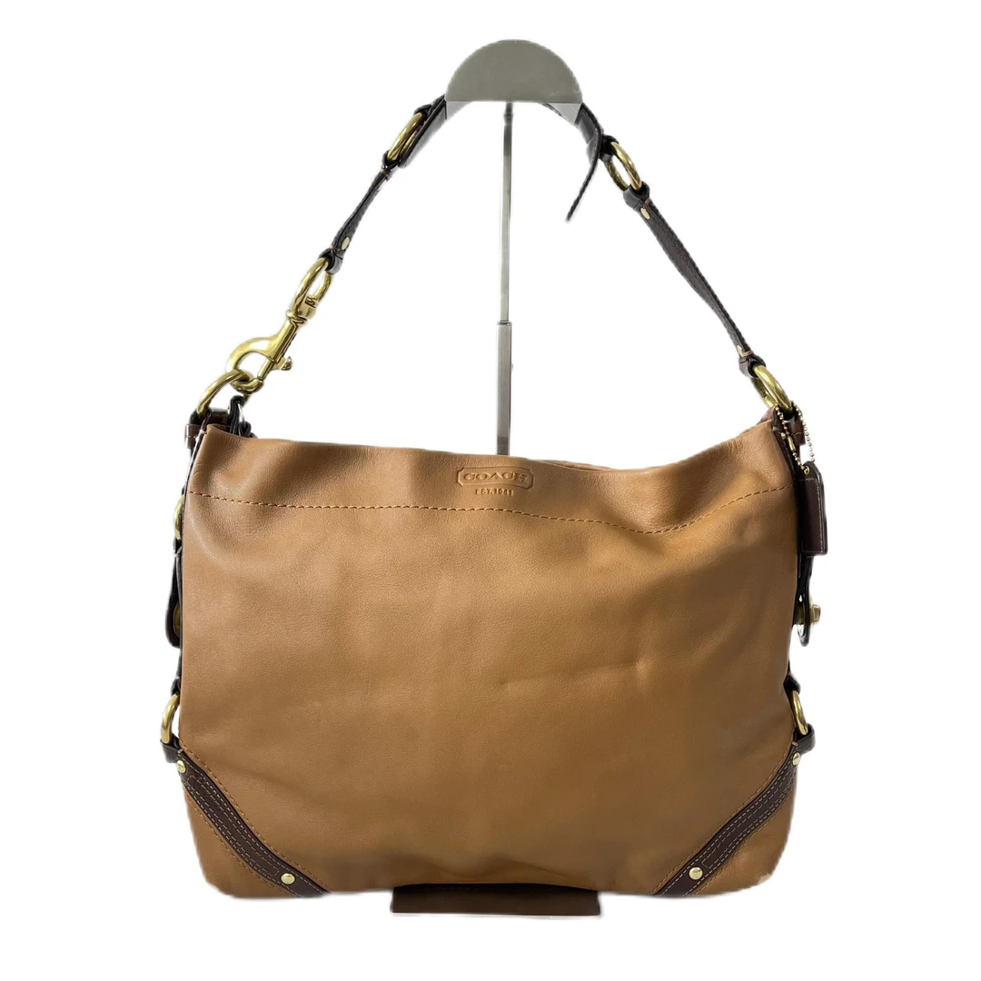 95新 COACH/蔻驰 金棕全皮单肩腋下包 Y-50049-B