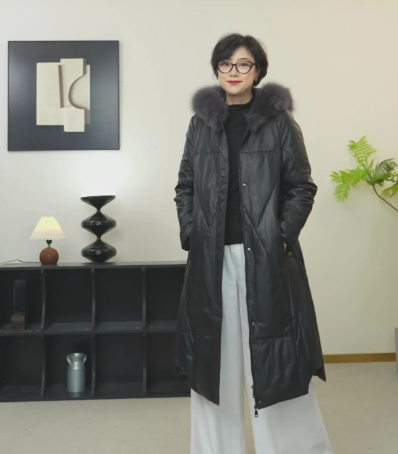 【U.M】狐狸毛绵羊皮保暖鹅绒服