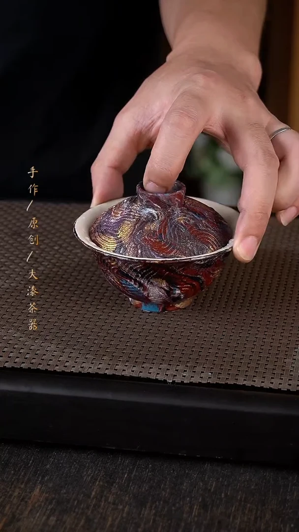 大漆盖碗355小康茶器