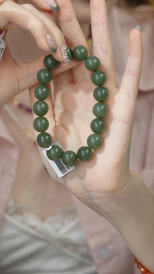 手串未镶嵌和田玉H03（多样性发一件）粉青12mm+