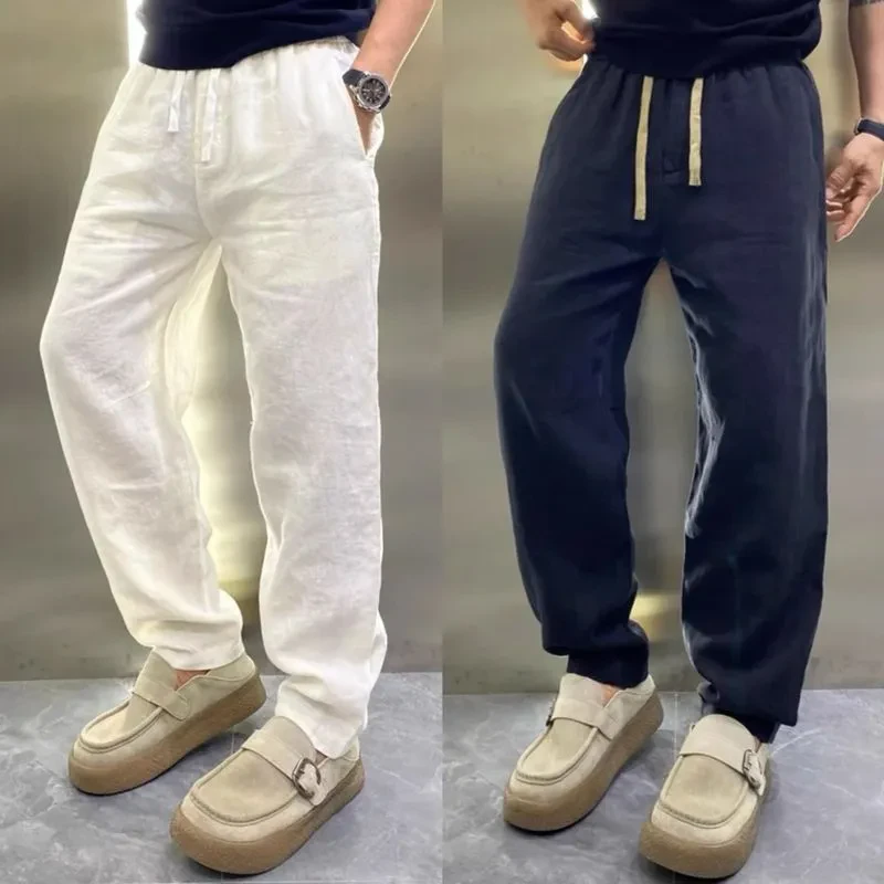 春秋季潮牌韩版松紧腰男裤美式直筒小脚裤青年休闲百搭裤子男