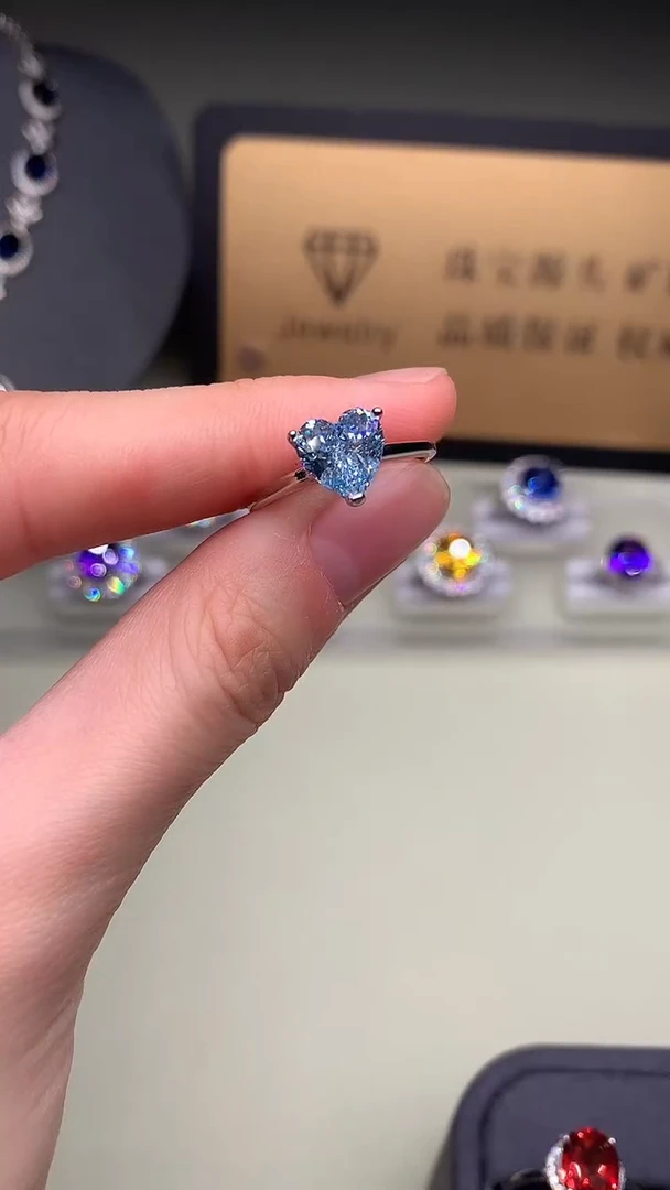 银S925镶嵌戒圈海蓝宝石........