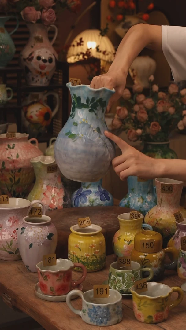 陶瓷400景德镇设计师手作花器摆件侘寂风