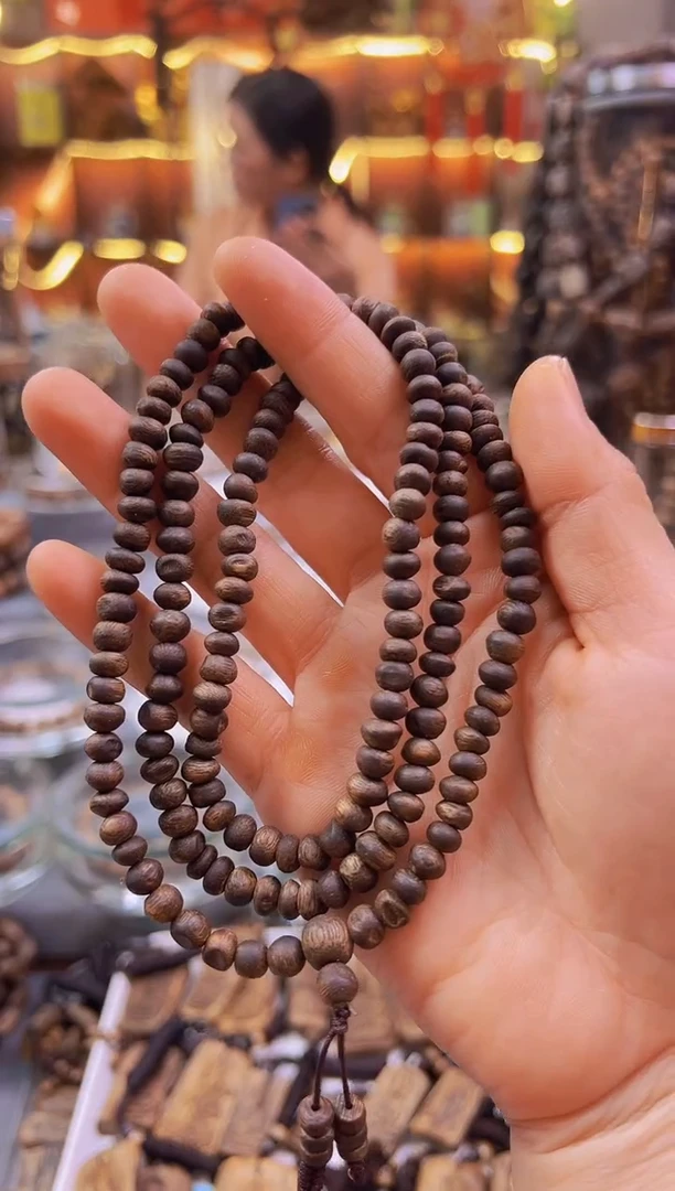 手串沉香棋楠沉水虫漏算盘珠多圈