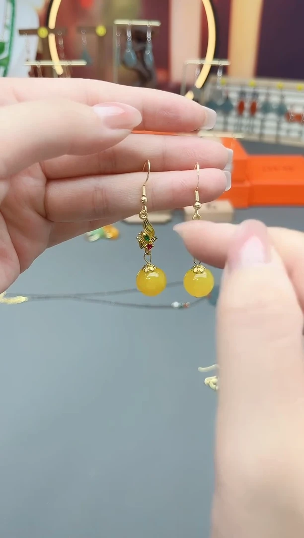 银S925镶嵌耳钉玛瑙/玉髓318