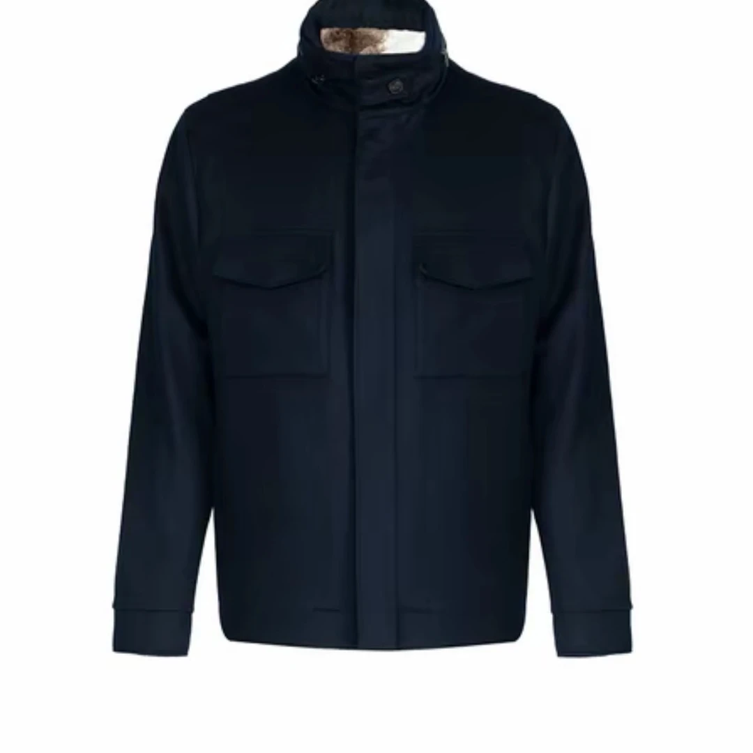 防风男宽松型棕色飞行员夹克短款冬季立领户外