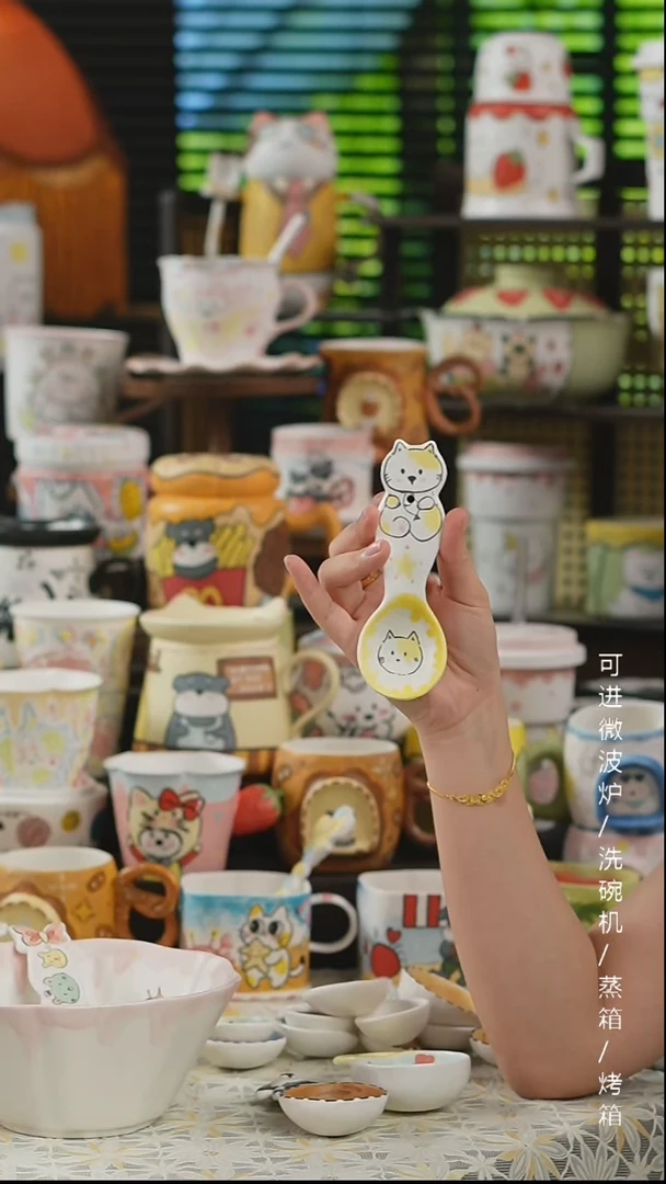 杯子景德镇高温釉下彩纯手绘创意瓷