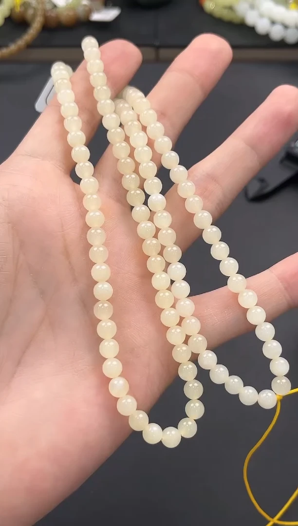 未镶嵌手串和田玉若羌黄口108项链卡6微色差