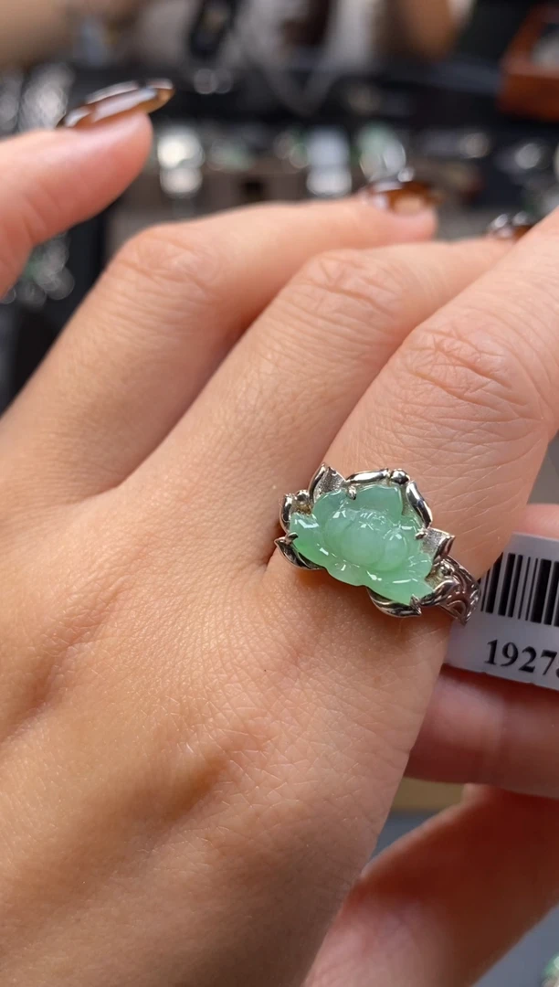 颈饰银S925镶嵌翡翠净货19278