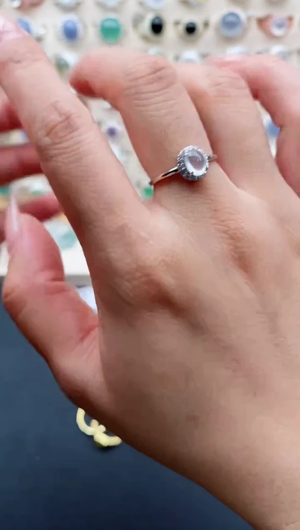 银S925镶嵌戒指翡翠霞*天然缅甸翡翠A货111-3-9