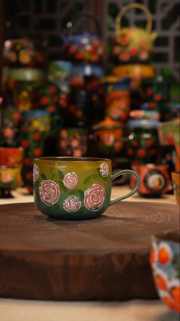 紫砂油画釉下彩手绘