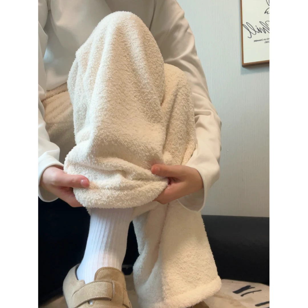 秋冬新款双面加绒加厚慵懒感宽松直筒百搭阔腿裤男款保暖休闲长裤