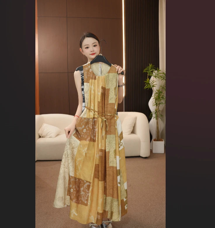 【小凌子】印花纯色度假风洛丽塔风连衣裙长裙拼接机能风Y260256