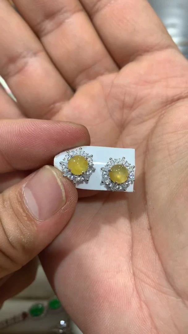 银S925镶嵌翡翠耳饰老郭珠宝