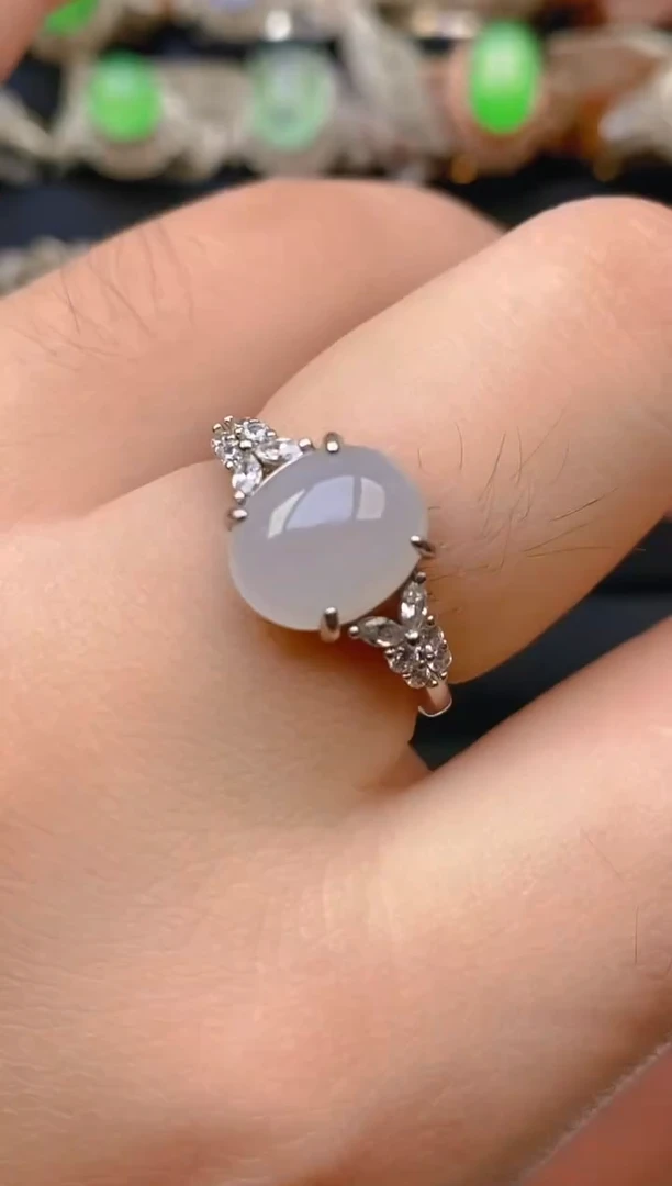 翡翠银S925镶嵌耳饰天然